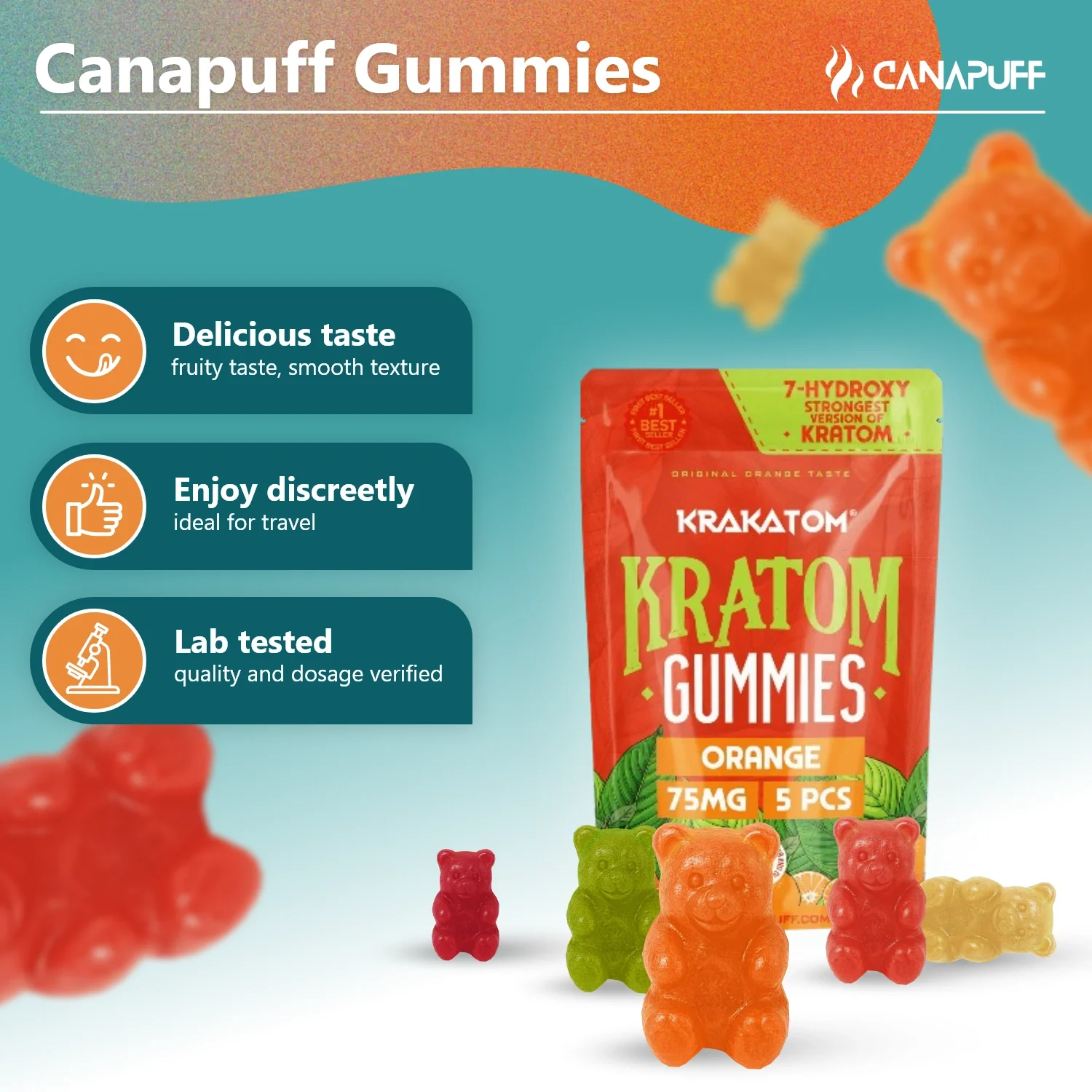 7-Hydroxy Kratom Gummibärchen Orange - Image 2