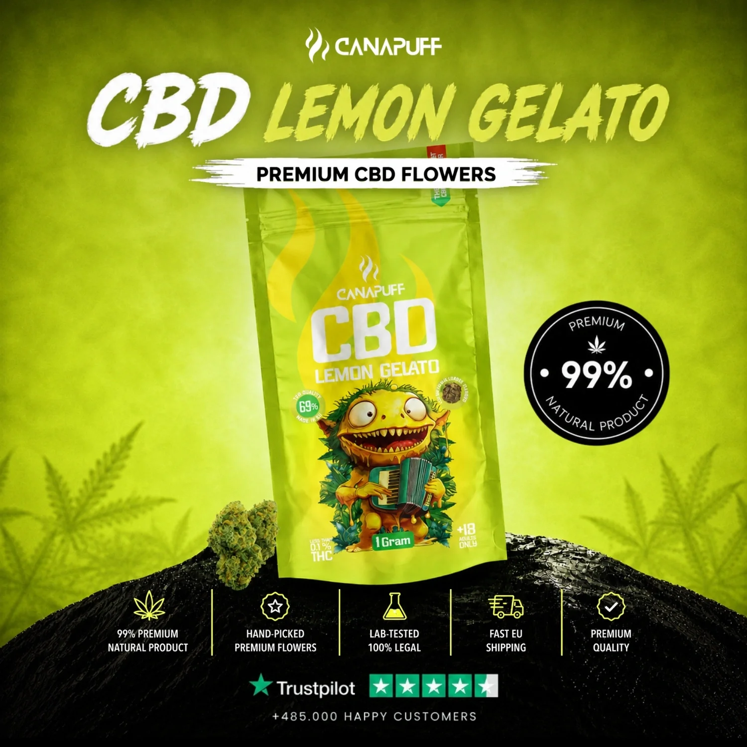 CBD Blüten Lemon Gelato 69% - Image 2