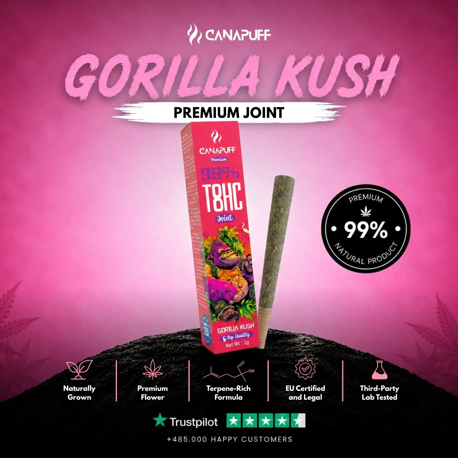 T8HC Joint Gorilla Kush 99% 2 g - Image 2