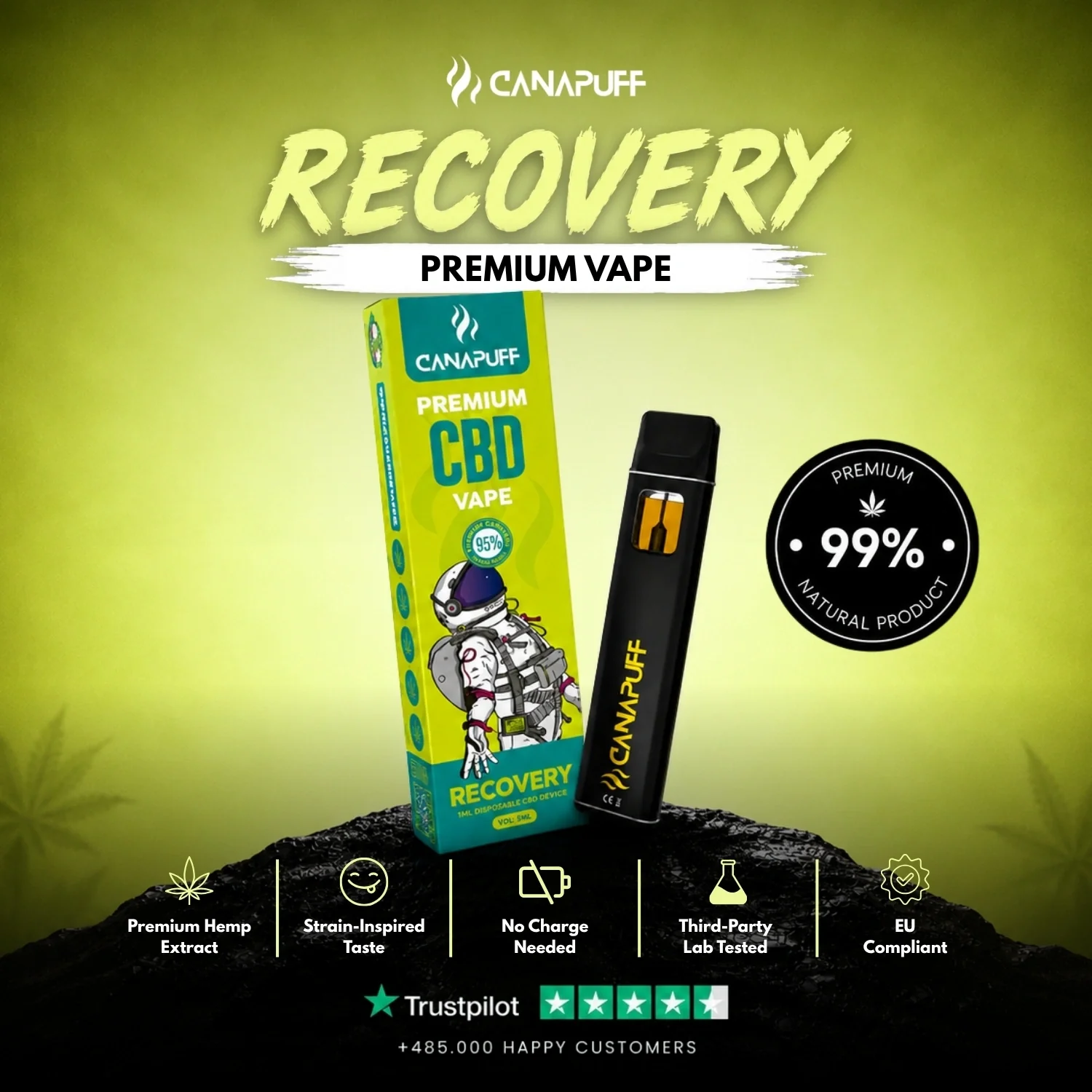 CBD Vape Recovery 95% 1ml - Image 2