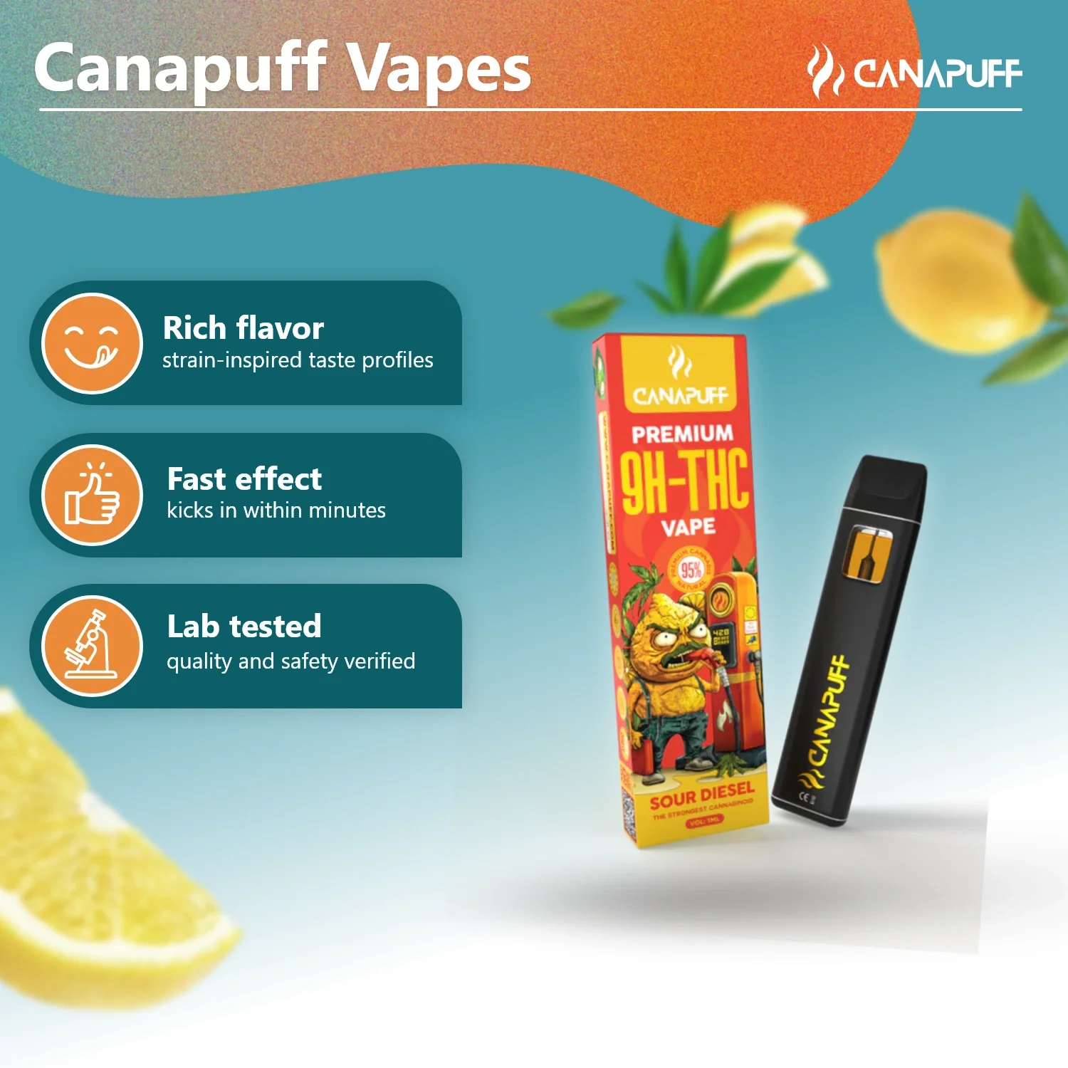 9H-THC Vape Sour Diesel 95% 1 ml - Image 2