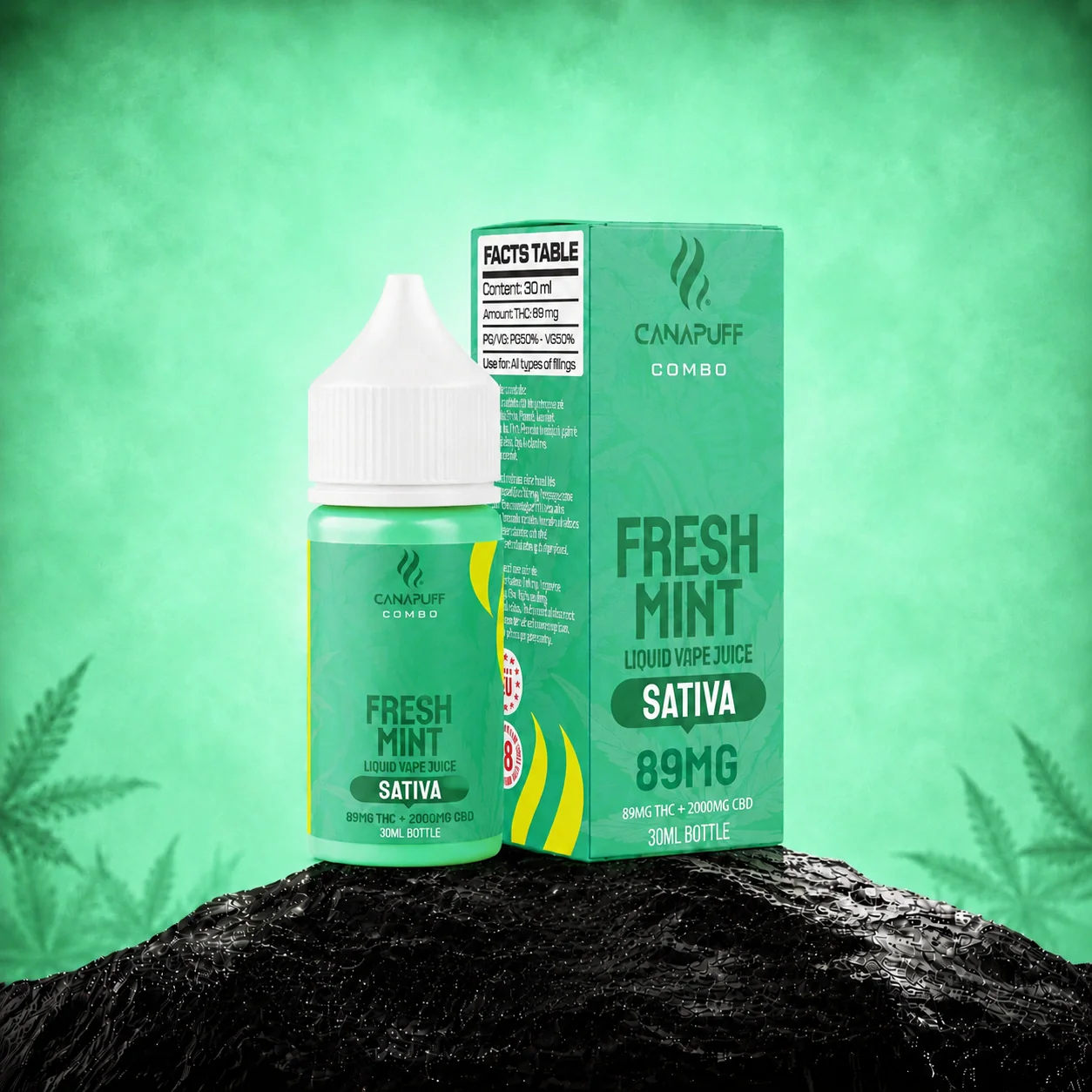 THC Liquid 89 mg 2000 mg CBD Fresh Mint 30 ml