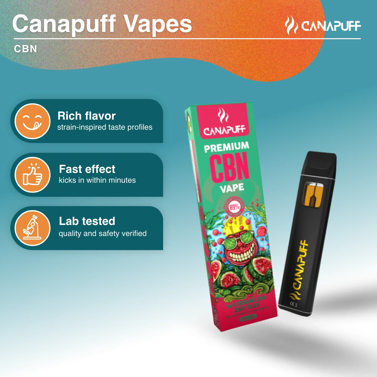 CBN Vape Wassermelone Zkittles 89 % 1 ml - Image 2